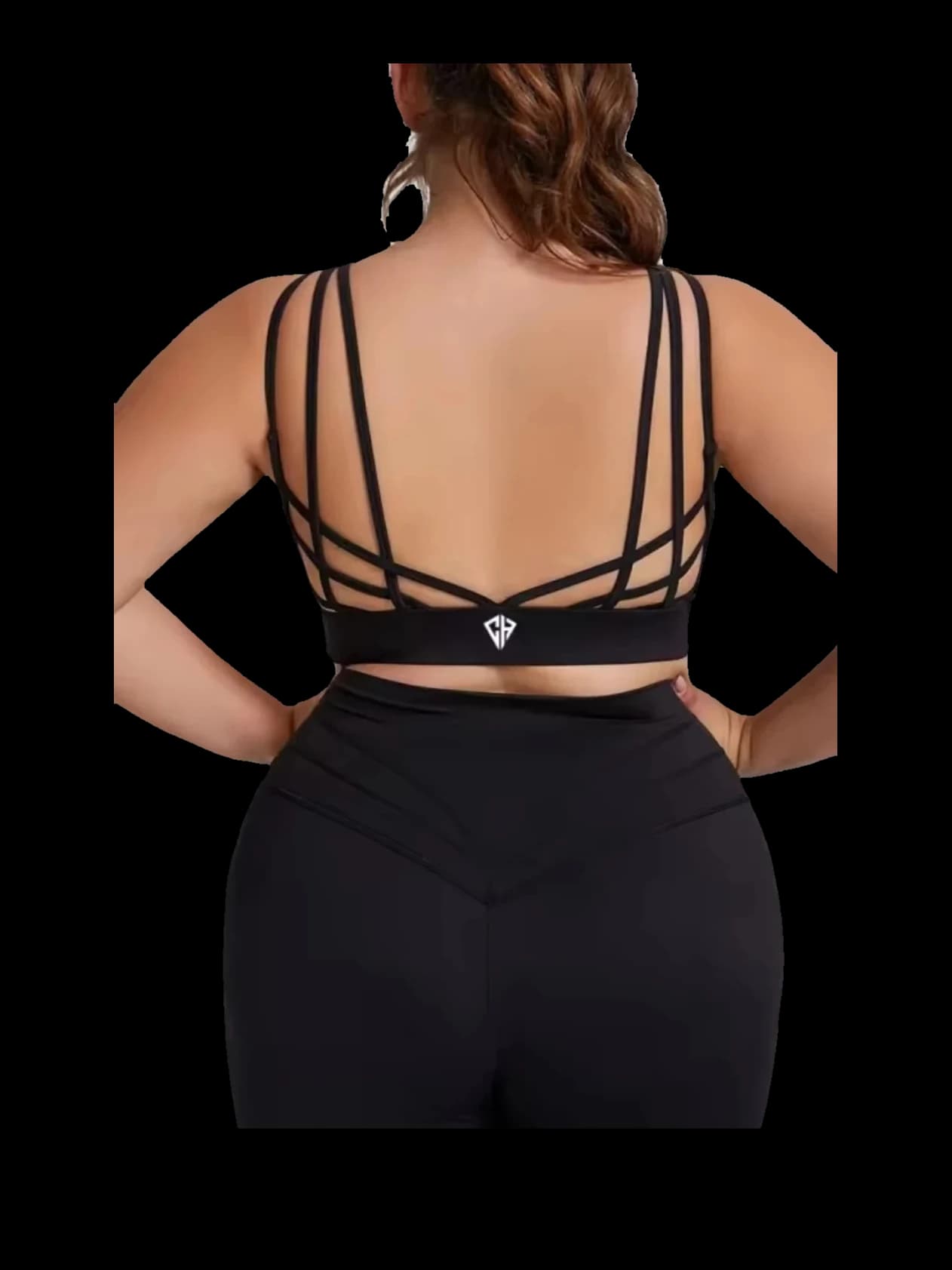 Strappy Back Sports Bra in Onyx